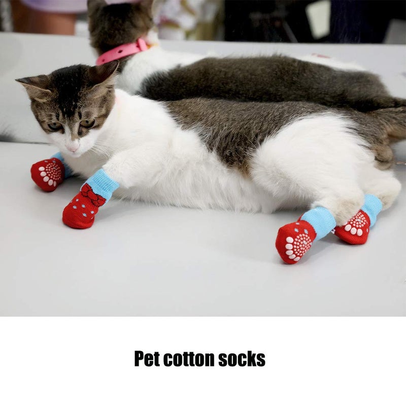 Comidox 2Sets Lovely Paw Socks for Dog Cat Non-Slip Knitted Pet Socks Feet Socks Size S-L - Image 2